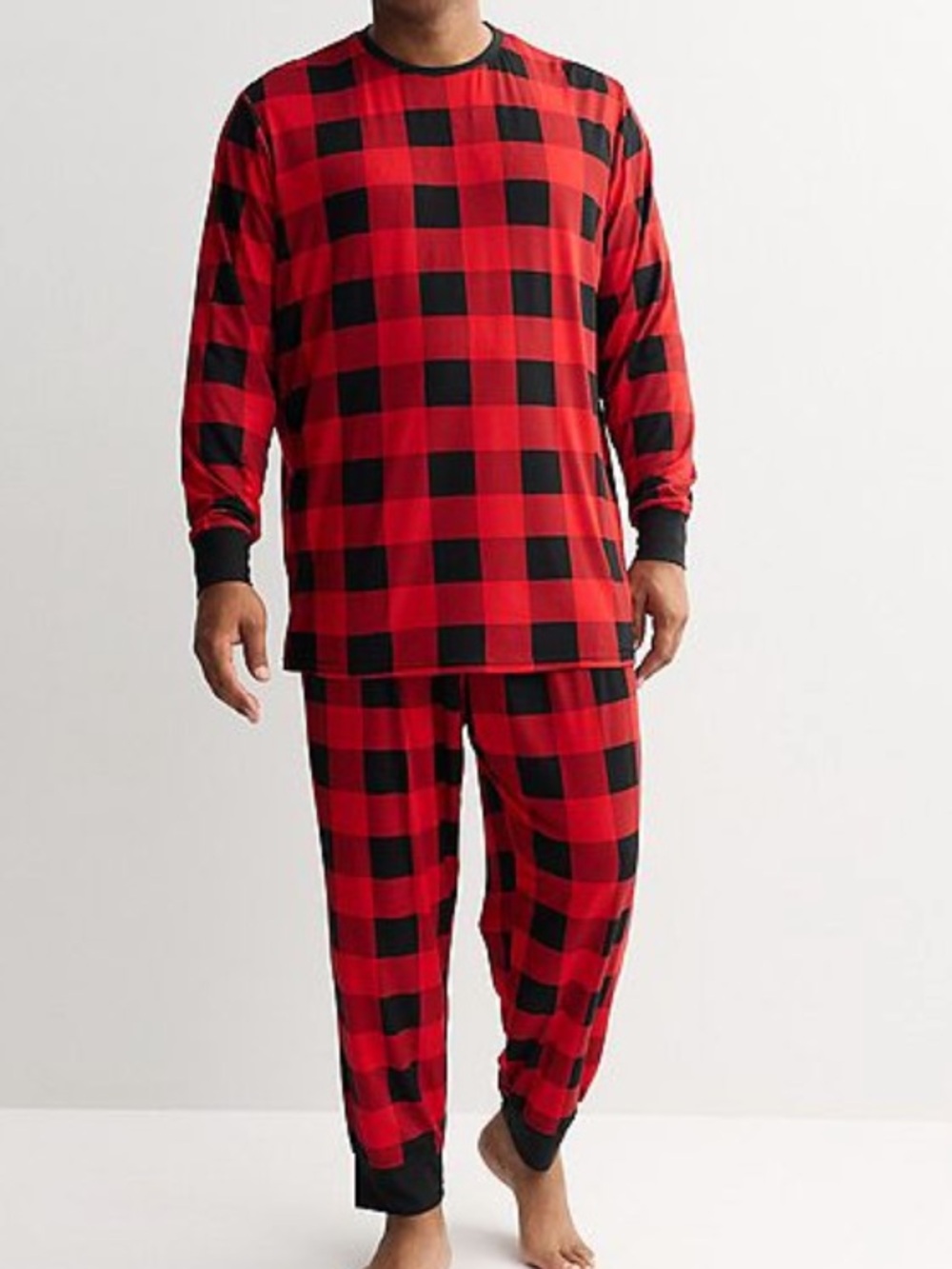NWT Men’s Large Tall Jammie’s for Your Families Red & Black Plaid Pajama Set